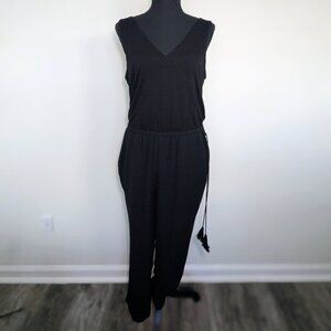 Ann Taylor LOFT Petite | 4P | Jumpsuit Pockets VNeck Drawstring Waist Sleeveless